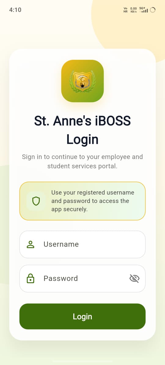 iBoss mobile app secure login screen