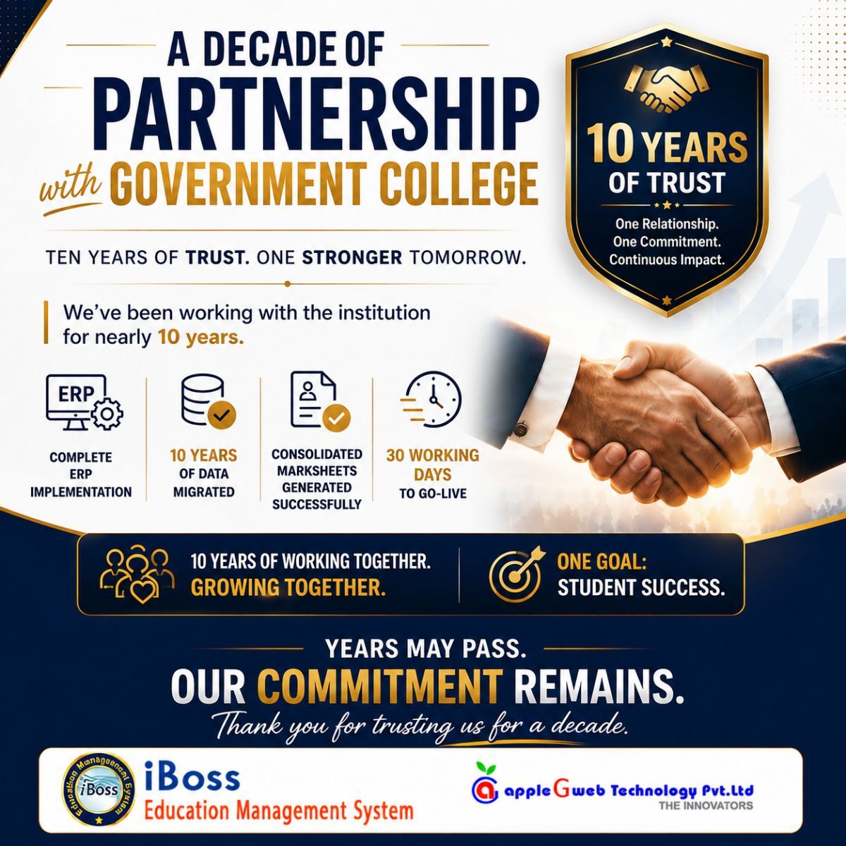 Government college decade partnership with iBoss EMS